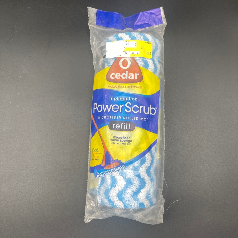 O-Cedar Triple-Action Power Scrub Microfiber Roller Mop Refill Blue White 99748